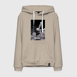 Толстовка-худи хлопковая мужская Шахматы эстетика, цвет: миндальный