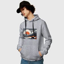 Толстовка-худи хлопковая мужская Горы медведь геометрия, цвет: меланж — фото 2