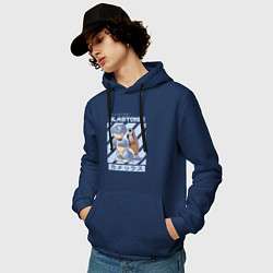 Толстовка-худи хлопковая мужская Покемоны Бластойз Blastoise, цвет: тёмно-синий — фото 2