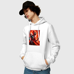 Толстовка-худи хлопковая мужская Кибер кошка ведьма - хэллоуин, цвет: белый — фото 2