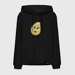 Толстовка-худи хлопковая мужская Ахегао авокадо, цвет: черный