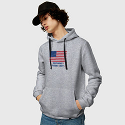 Толстовка-худи хлопковая мужская США - независимость и свобода, цвет: меланж — фото 2