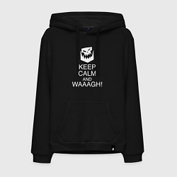 Толстовка-худи хлопковая мужская Warhammer keep calm and waaagh, цвет: черный