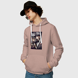 Толстовка-худи хлопковая мужская Крёстный отец держит своего щенка - мем, цвет: пыльно-розовый — фото 2