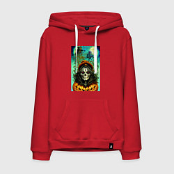 Толстовка-худи хлопковая мужская Скелет ведьмы - хэллоуин, цвет: красный