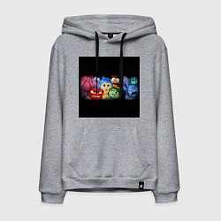 Толстовка-худи хлопковая мужская Все эмоции мультфильм головоломка, цвет: меланж