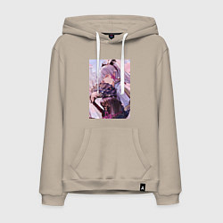 Толстовка-худи хлопковая мужская Геншин Камисато Аяка, цвет: миндальный