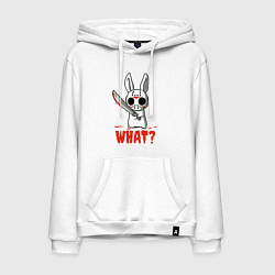 Толстовка-худи хлопковая мужская Зайка маньяк в маске, цвет: белый