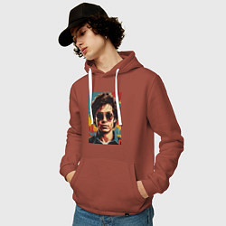 Толстовка-худи хлопковая мужская Ретро портрет, цвет: кирпичный — фото 2