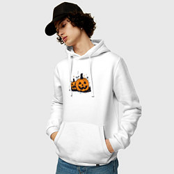 Толстовка-худи хлопковая мужская Pumpkins, цвет: белый — фото 2