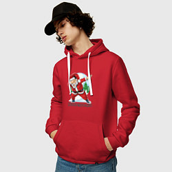 Толстовка-худи хлопковая мужская Dab Santa, цвет: красный — фото 2