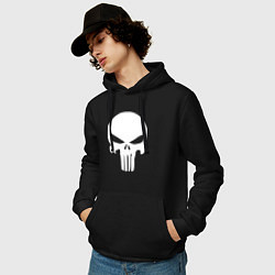 Толстовка-худи хлопковая мужская Punisher logo, цвет: черный — фото 2