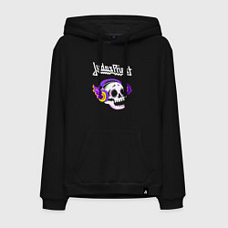 Толстовка-худи хлопковая мужская Judas Priest - неоновый череп, цвет: черный