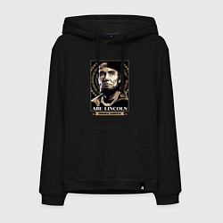 Толстовка-худи хлопковая мужская Lincoln gangster, цвет: черный