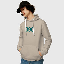 Толстовка-худи хлопковая мужская 390 - Игра в кальмара, цвет: миндальный — фото 2