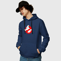 Толстовка-худи хлопковая мужская Ghostbusters logo, цвет: тёмно-синий — фото 2