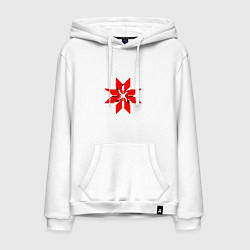 Толстовка-худи хлопковая мужская Красно-белая киберпанк звезда, цвет: белый
