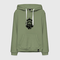 Толстовка-худи хлопковая мужская Мишка в шапке с помпоном, цвет: авокадо