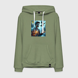Толстовка-худи хлопковая мужская Harry Potter wizard - cyberpunk, цвет: авокадо
