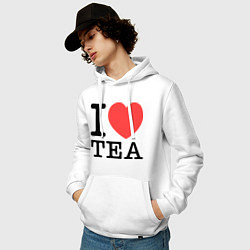 Толстовка-худи хлопковая мужская I love tea, цвет: белый — фото 2