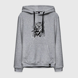 Толстовка-худи хлопковая мужская Абстрактные неразборчивые каракули, цвет: меланж