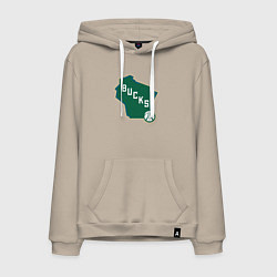 Толстовка-худи хлопковая мужская Bucks team, цвет: миндальный