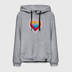 Толстовка-худи хлопковая мужская Разноцветное сердечко с обводкой, цвет: меланж