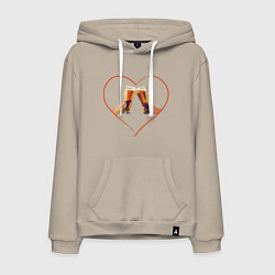 Толстовка-худи хлопковая мужская Пиво и любовь, цвет: миндальный