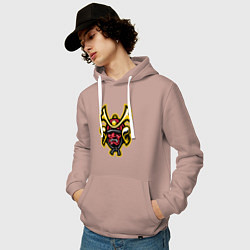 Толстовка-худи хлопковая мужская Samurai face, цвет: пыльно-розовый — фото 2