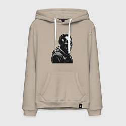 Толстовка-худи хлопковая мужская Skeletor music, цвет: миндальный