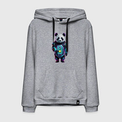 Толстовка-худи хлопковая мужская Крутой кибер панда, цвет: меланж