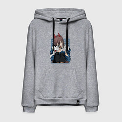 Толстовка-худи хлопковая мужская Человек-бензопила Пауэр и кошка, цвет: меланж