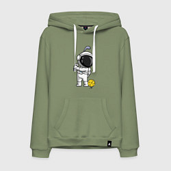 Толстовка-худи хлопковая мужская Космический гольф, цвет: авокадо