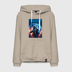 Толстовка-худи хлопковая мужская Counter Strike 2 - shooter, цвет: миндальный