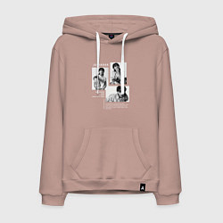 Толстовка-худи хлопковая мужская Jungkook bts black-white, цвет: пыльно-розовый
