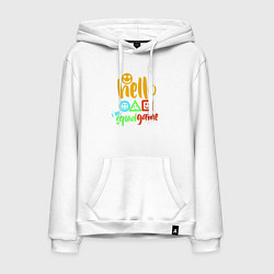 Толстовка-худи хлопковая мужская Hello squid game, цвет: белый
