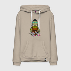 Толстовка-худи хлопковая мужская Squid game doll, цвет: миндальный