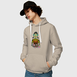 Толстовка-худи хлопковая мужская Squid game doll, цвет: миндальный — фото 2