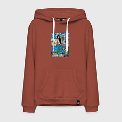 Толстовка-худи хлопковая мужская Garni-Gekhart swimming race, цвет: кирпичный