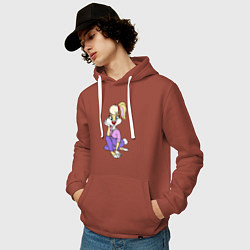 Толстовка-худи хлопковая мужская Lola Bunny, цвет: кирпичный — фото 2