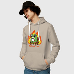 Толстовка-худи хлопковая мужская Frog - this is fine, цвет: миндальный — фото 2