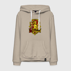 Толстовка-худи хлопковая мужская Hogwarts - gryffindor logo, цвет: миндальный