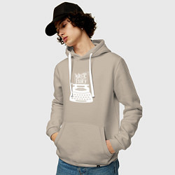 Толстовка-худи хлопковая мужская Напиши историю, цвет: миндальный — фото 2