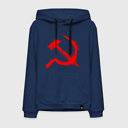 Толстовка-худи хлопковая мужская Sickle and hammer red paint, цвет: тёмно-синий