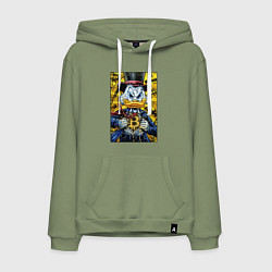 Толстовка-худи хлопковая мужская Утиные истории - Скрудж биткоин, цвет: авокадо