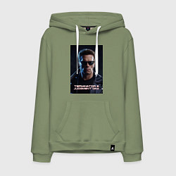 Толстовка-худи хлопковая мужская Арнольд - терминатор, цвет: авокадо