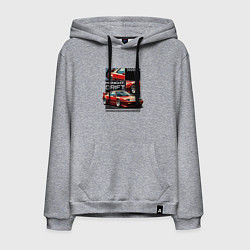 Толстовка-худи хлопковая мужская Спортивная машина по кусочкам и целиком, цвет: меланж