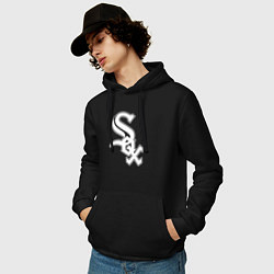 Толстовка-худи хлопковая мужская Chicago white sox - baseball, цвет: черный — фото 2