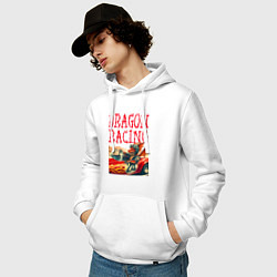 Толстовка-худи хлопковая мужская Dragon cool racer - ai art, цвет: белый — фото 2