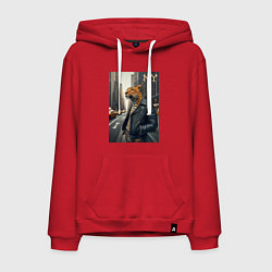 Толстовка-худи хлопковая мужская Леопард-модник житель Нью-Йорка, цвет: красный